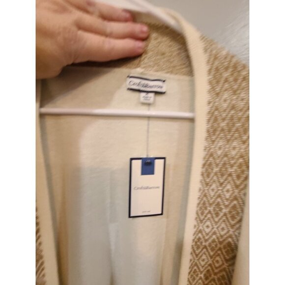 Croft And Barrow Cardigan Women's XL Cream Open Front Aztec Cozy Fall Winter NWT - Picture 3 of 5